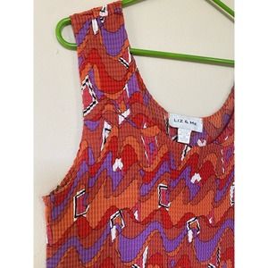 Liz & Me abstract colorful popcorn style textured tank top 3X